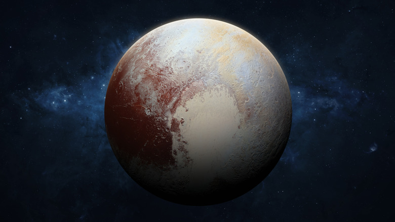 A NASA image of Pluto with an altered background